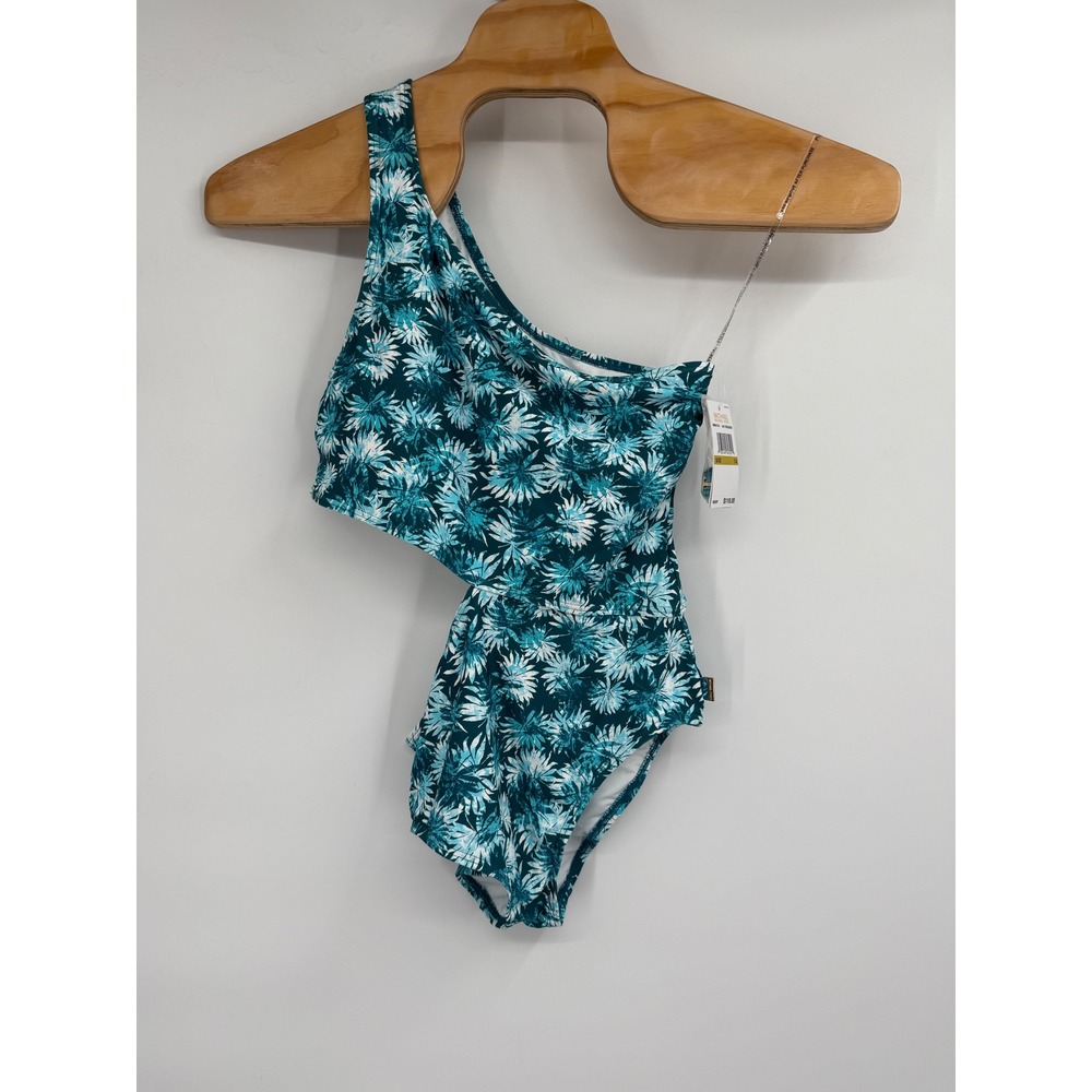 MICHAEL KORS One Piece Swimsuit 440 Turquoise Floral Print Size 14‎ MRSP $118